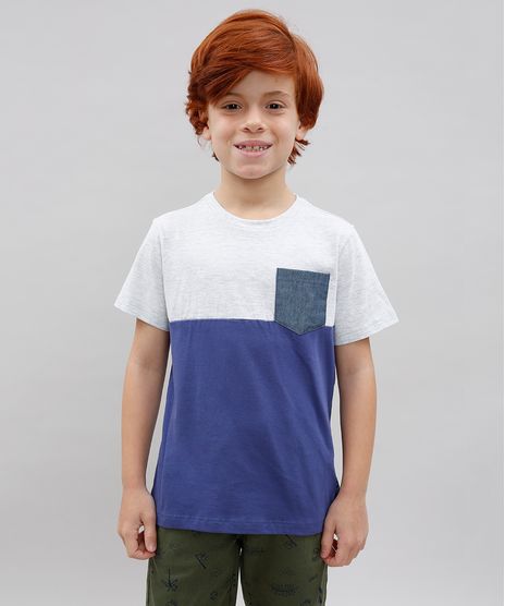 Camiseta-Infantil--New-York--com-Bolso-Manga-Curta-Gola-Careca-Cinza-Mescla-Claro-9558625-Cinza_Mescla_Claro_1