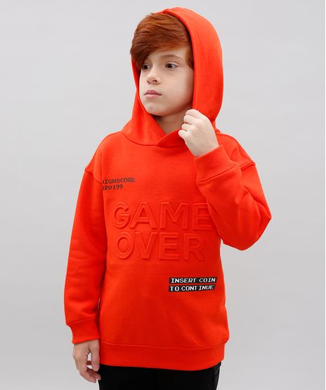 Blusao-Infantil-em-Moletom--Game-Over--Alto-Relevo-com-Capuz-Laranja-9368802-Laranja_1