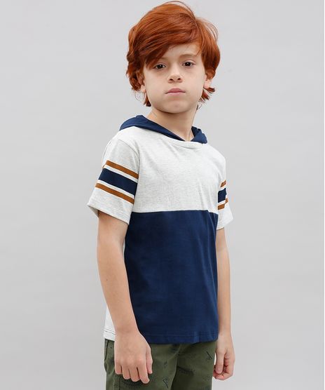 Camiseta-Infantil-com-Listras-e-Capuz-Manga-Curta-Cinza-Mescla-Claro-9565354-Cinza_Mescla_Claro_1