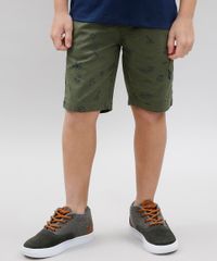 Bermuda-de-Sarja-Infantil-Estampada-de-Caveiras-com-Bolsos-Verde-Militar-9579763-Verde_Militar_1