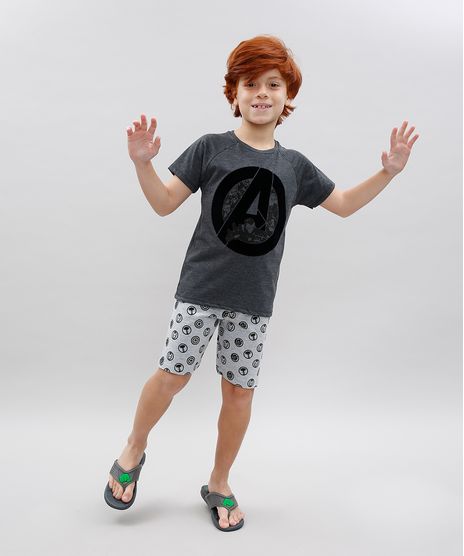 Pijama-Infantil-Os-Vingadores-Estampado-Manga-Curta-Cinza-Mescla-Escuro-9567833-Cinza_Mescla_Escuro_1