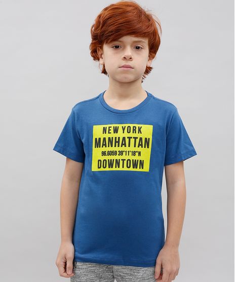 Camiseta-Infantil--New-York-Manhattan--Manga-Curta-Gola-Careca-Azul-9614154-Azul_1