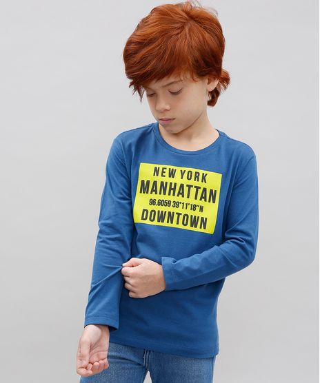 Camiseta-Infantil--New-York-Manhattan--Manga-Longa-Gola-Careca-Azul-9614155-Azul_1