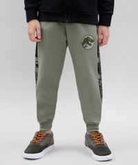Calca-Infantil-Jurassic-World-em-Moletom-com-Bolsos-Verde-Militar-9541569-Verde_Militar_1