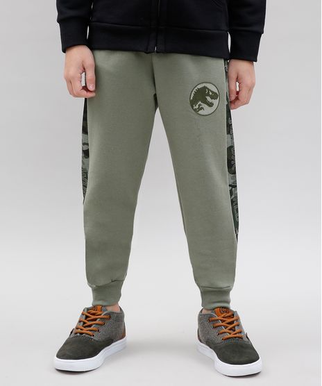Calca-Infantil-Jurassic-World-em-Moletom-com-Bolsos-Verde-Militar-9541569-Verde_Militar_1