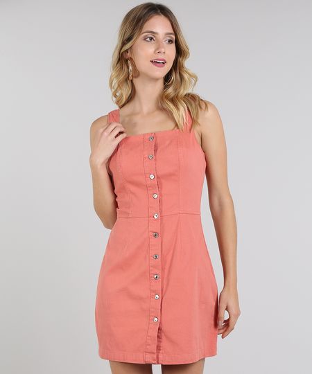 Vestido-Feminino-Canelado-com-Botoes-Coral-9586463-Coral_1