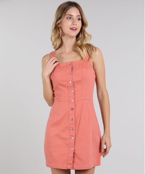 Vestido-Feminino-Canelado-com-Botoes-Coral-9586463-Coral_1