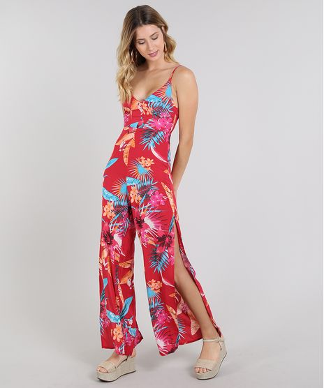 Macacao-Feminino-Pantacourt-Estampado-Floral-com-Fendas-Alca-Fina-Vermelho-9581000-Vermelho_1