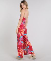 Macacao-Feminino-Pantacourt-Estampado-Floral-com-Fendas-Alca-Fina-Vermelho-9581000-Vermelho_2