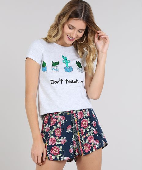 Blusa-Feminina-Cactos--Don-t-touch-me--Manga-Curta-Decote-Redondo-Cinza-Mescla-Claro-9565186-Cinza_Mescla_Claro_1