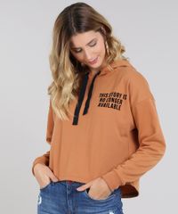Blusao-Feminino-em-Moletom--No-Longer--com-Capuz-Caramelo-9572330-Caramelo_1
