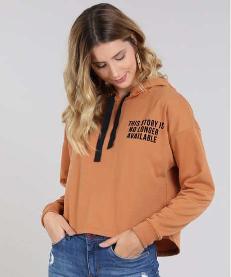 Blusao-Feminino-em-Moletom--No-Longer--com-Capuz-Caramelo-9572330-Caramelo_1