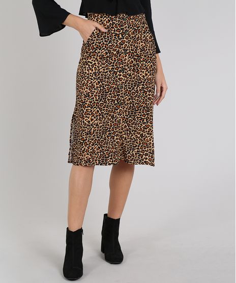 Saia-Feminina-Midi-Estampada-Animal-Print-com-Bolsos-e-Fenda-Bege-9527921-Bege_1