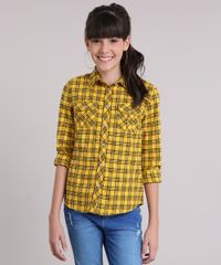 Camisa-Infantil-Xadrez-Manga-Longa-Gola-Esporte-Amarelo-Escuro-8445066-Amarelo_Escuro_1