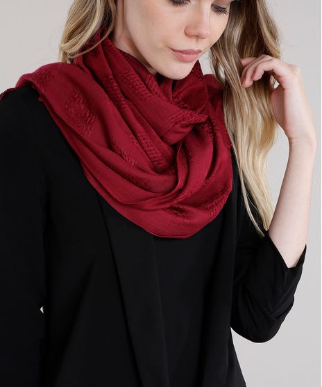 Cachecol-Feminino-com-Vazados-e-Franjas-Vinho-8754621-Vinho_1