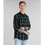 Camisa-Masculina-Xadrez-com-Bolso-Manga-Longa-Verde-Militar-8448777-Verde_Militar_1