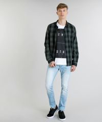 Camisa-Masculina-Xadrez-com-Bolso-Manga-Longa-Verde-Militar-8448777-Verde_Militar_3