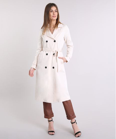 Casaco-Feminino-Trench-Coat-com-Faixa-para-Amarrar-Bege-Claro-9089305-Bege_Claro_1