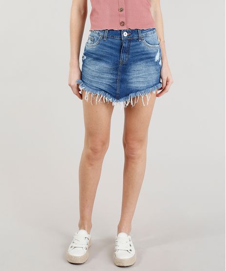 Saia-Jeans-Feminina-Diamond-e-Barra-Desfiada-Azul-Escuro-9102251-Azul_Escuro_1