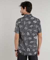 Camisa-Masculina-Estampada-de-Folhagem-Manga-Curta-Cinza-9146544-Cinza_2