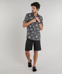 Camisa-Masculina-Estampada-de-Folhagem-Manga-Curta-Cinza-9146544-Cinza_3
