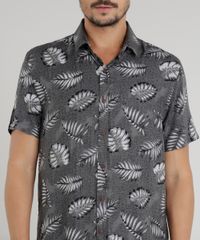 Camisa-Masculina-Estampada-de-Folhagem-Manga-Curta-Cinza-9146544-Cinza_4