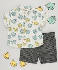 Conjunto-Infantil-Bento-de-Camisa-Estampada-de-Peixe-Manga-Curta-Off-White---Bermuda-Listrada-com-Bolsos-Preta-9164455-Preto_2