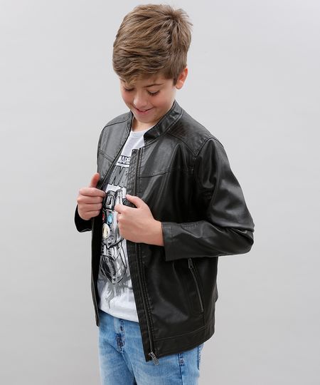Jaqueta-Biker-Infantil-com-Recorte-e-Bolsos-Marrom-9360973-Marrom_1