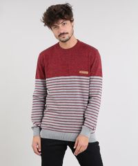 Sueter-Masculino-em-Trico-com-Listras--Vermelho-8865702-Vermelho_1