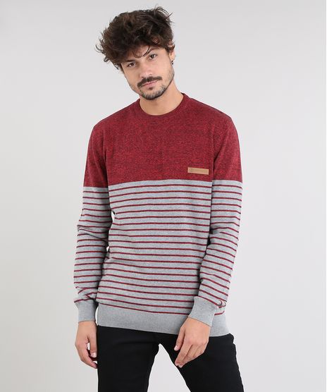 Sueter-Masculino-em-Trico-com-Listras--Vermelho-8865702-Vermelho_1