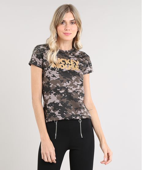 Blusa-Feminina-Mickey-Mouse-Estampada-Camuflada-Manga-Curta-Decote-Redondo-Verde-Militar-9237996-Verde_Militar_1