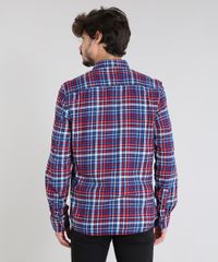 Camisa-Masculina-em-Flanela-Estampada-Xadrez-com-Bolso-Manga-Longa-Azul-Marinho-8448862-Azul_Marinho_2