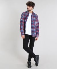 Camisa-Masculina-em-Flanela-Estampada-Xadrez-com-Bolso-Manga-Longa-Azul-Marinho-8448862-Azul_Marinho_3