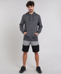 Bermuda-Masculina-Relaxed-em-Moletom-Listrada-com-Recorte-Preta-8728025-Preto_3