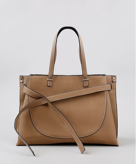 Bolsa-Feminina-Grande-com-No-Alca-de-Ombro-Bege-9484072-Bege_1