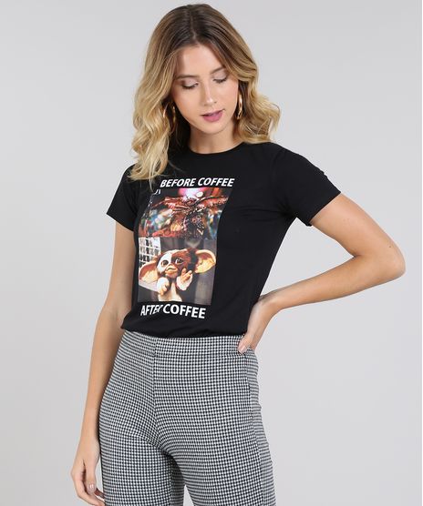 Blusa-Feminina-Gremlins--Coffee--Manga-Curta-Decote-Redondo-Preta-9580347-Preto_1