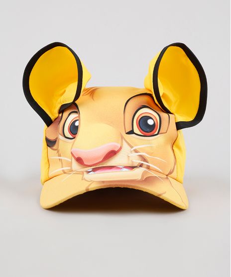 Bone-Infantil-Aba-Curva-Rei-Leao-com-Orelhas-Amarelo-9542504-Amarelo_1