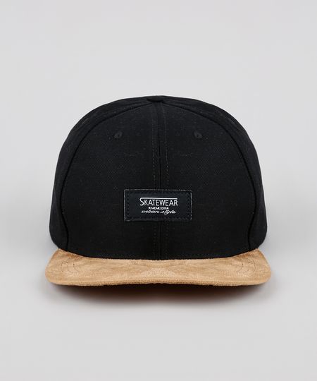 Bone-Masculino-Aba-Reta-com-Suede-Preto-9571556-Preto_1 Bone-Masculino-Aba-Reta-com-Suede-Preto-9571556-Preto_1