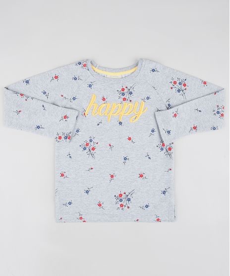 Blusao-Infantil-em-Moletom--Happy--Estampado-Floral-Manga-Longa-Cinza-Mescla-9591146-Cinza_Mescla_1