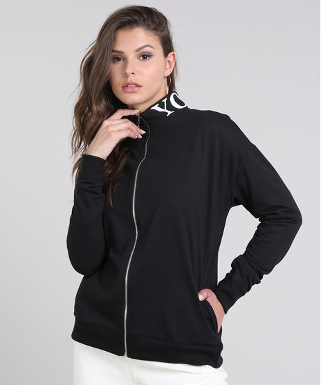 Blusao-Feminino-Longo--You-Can--em-Moletom-com-Ziper-de-Argola-Preto-9583194-Preto_1