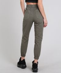 Calca-de-Sarja-Feminina-Jogger-com-Bolsos-Verde-Militar-9601350-Verde_Militar_2
