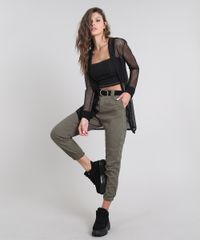 Calca-de-Sarja-Feminina-Jogger-com-Bolsos-Verde-Militar-9601350-Verde_Militar_3