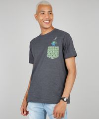 Camiseta-Masculina-Toy-Story-com-Bolso-Estampado-Manga-Curta-Gola-Careca-Cinza-Mescla-Escuro-9583218-Cinza_Mescla_Escuro_1
