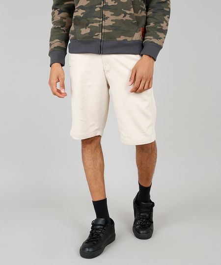 Bermuda-Masculina-Reta-em-Moletom-com-Cordao-e-Bolsos-Bege-Claro-9562902-Bege_Claro_1