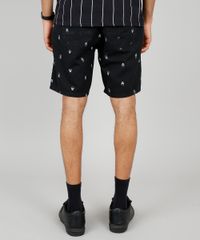 Bermuda-de-Sarja-Masculina-Reta-Estampada-de-Caveiras-com-Bolsos-Preta-9545429-Preto_4