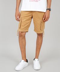 Bermuda-de-Sarja-Masculina-Cargo-Reta-com-Bolsos-Mostarda-9538966-Mostarda_1