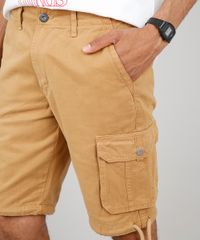 Bermuda-de-Sarja-Masculina-Cargo-Reta-com-Bolsos-Mostarda-9538966-Mostarda_2