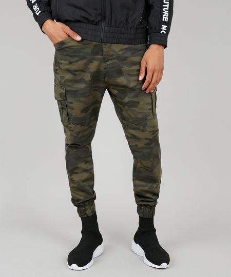 Calca-de-Sarja-Masculina-Jogger-Cargo-Estampada-Camuflada-Verde-Militar-9581535-Verde_Militar_1