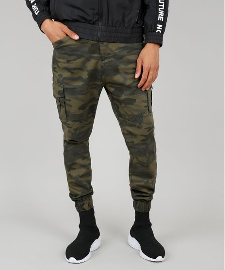 Calca-de-Sarja-Masculina-Jogger-Cargo-Estampada-Camuflada-Verde-Militar-9581535-Verde_Militar_1