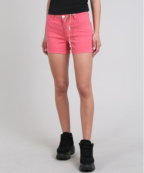 Short-de-Sarja-Feminino-Reto-Barra-Dobrada-com-Cinto-Coral-9606761-Coral_1